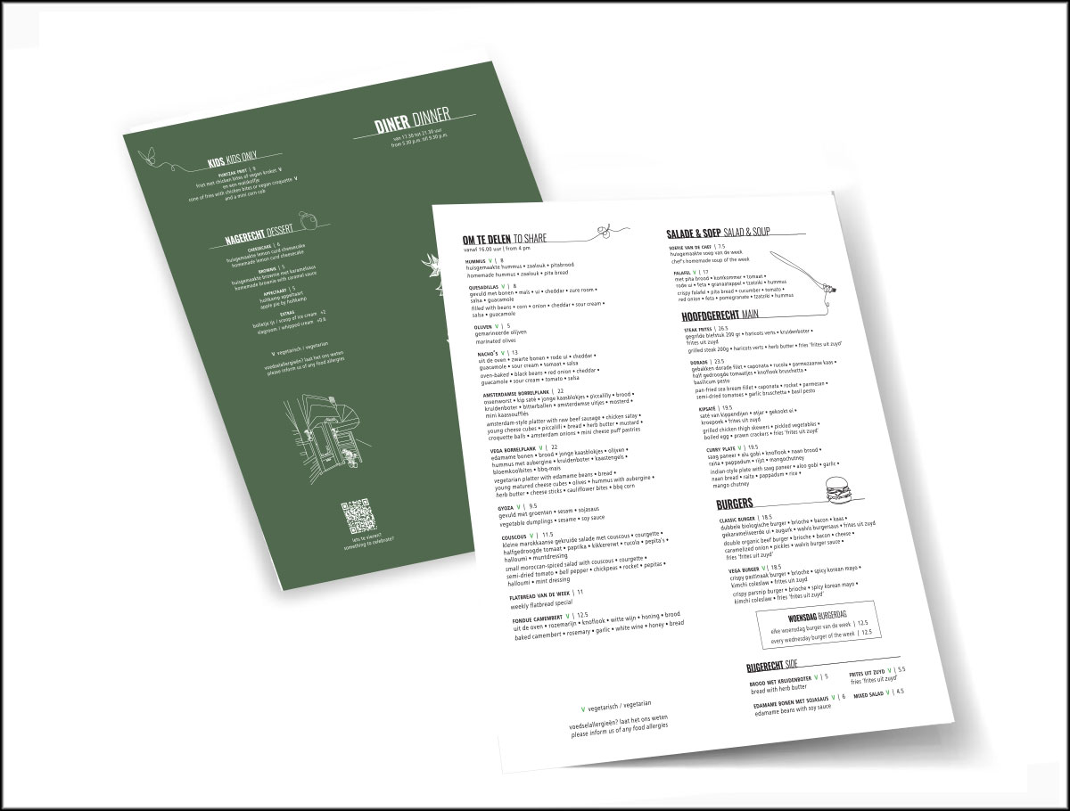 Café de Walvis menukaarten