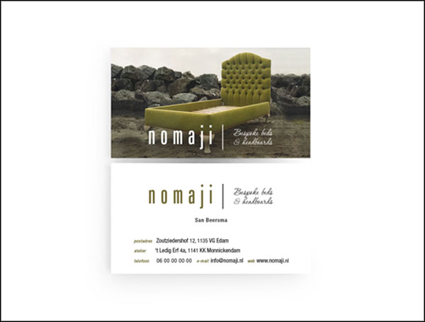 Nomaji Bespoke Beds & Headboards logo en huisstijl